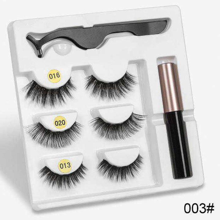 3 Pairs Magnetic Eyelashes with 1Pc Magnetic Liquid Eyeliner with 1Pc Tweezers Waterproof Long Lasting Eyelashes Extension False Eyelashes