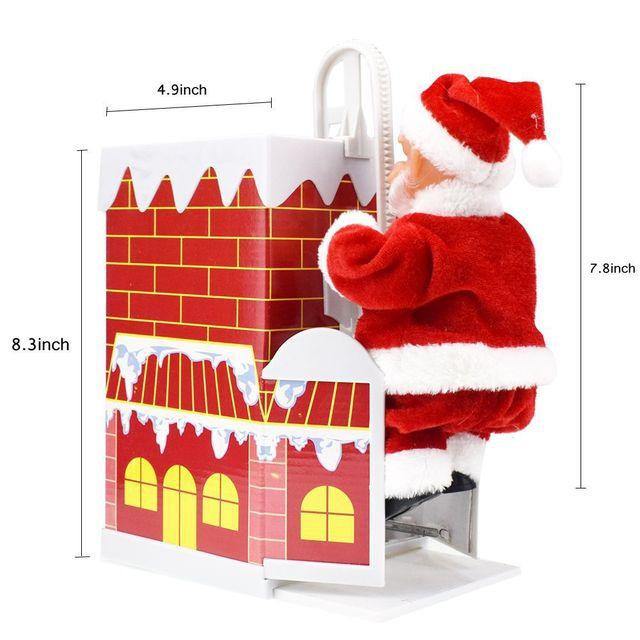 Electric Climbing chimney Santa Claus Christmas Decoration Figurine Ornament Family New Year Party Santa Claus New Year Gift (Red)