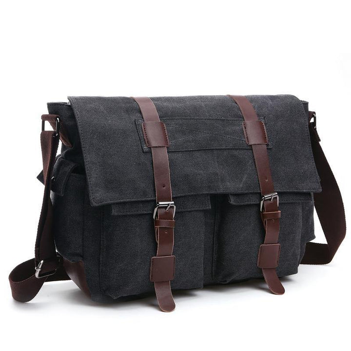 New version of Korean fashion casual canvas bag, practical business single shoulder oblique cross bag, men's Retro schoolbag - MRSLM