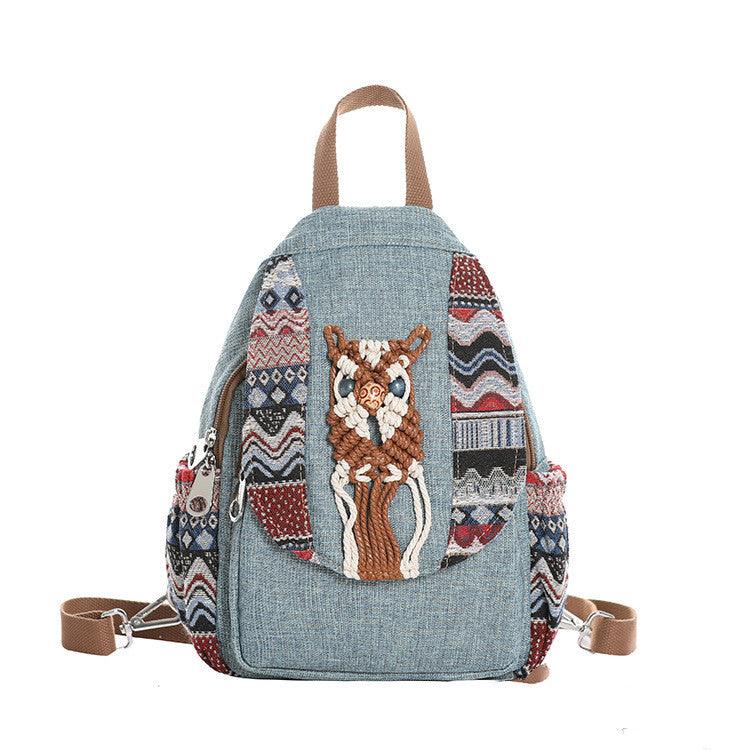 Shoulder canvas tassel hand-woven chest bag