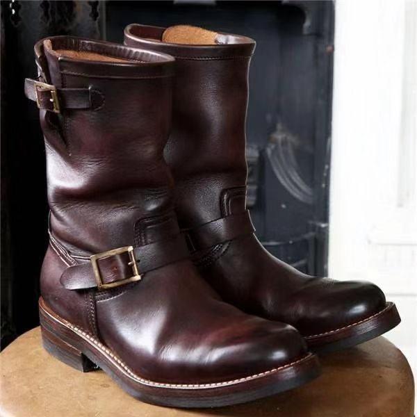 Flat-bottomed Wedge Mid-tube All-match Casual Fashion Men's Boots