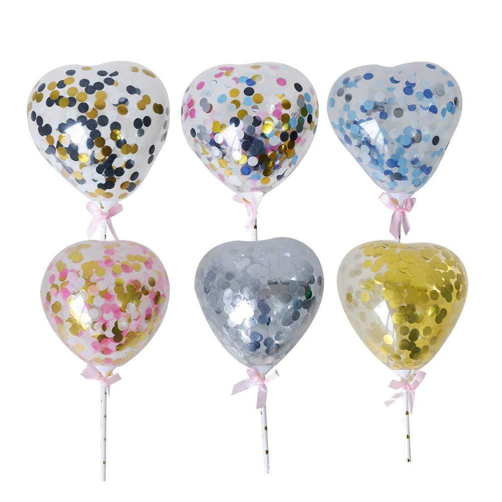 Transparent Confetti Balloon Cake Topper Decoration Party Supplies