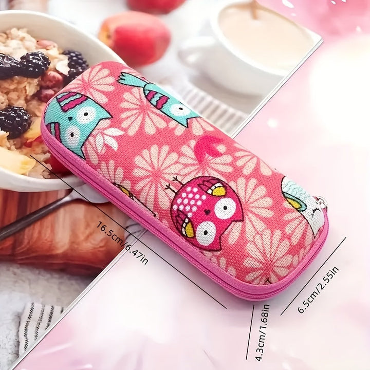 Cartoon-Themed Zippered Eyeglass Case for Kids