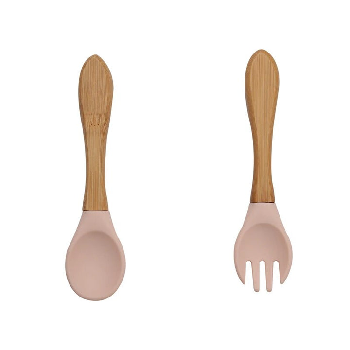 Baby Bamboo Fork Silicone Wooden Feeding Set