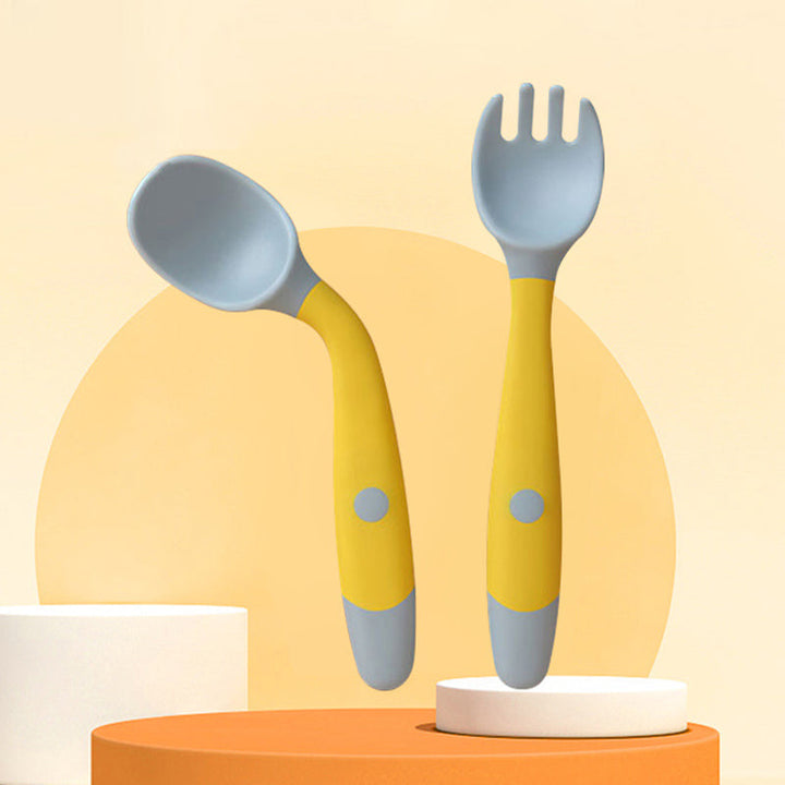 Soft Silicone Baby Spoon and Fork Set