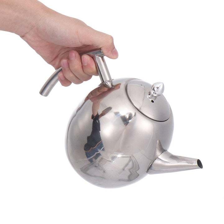 1.5L Capacity Stainless Steel Teapot Coffee Pot Kettle With Tea Leaf Filter