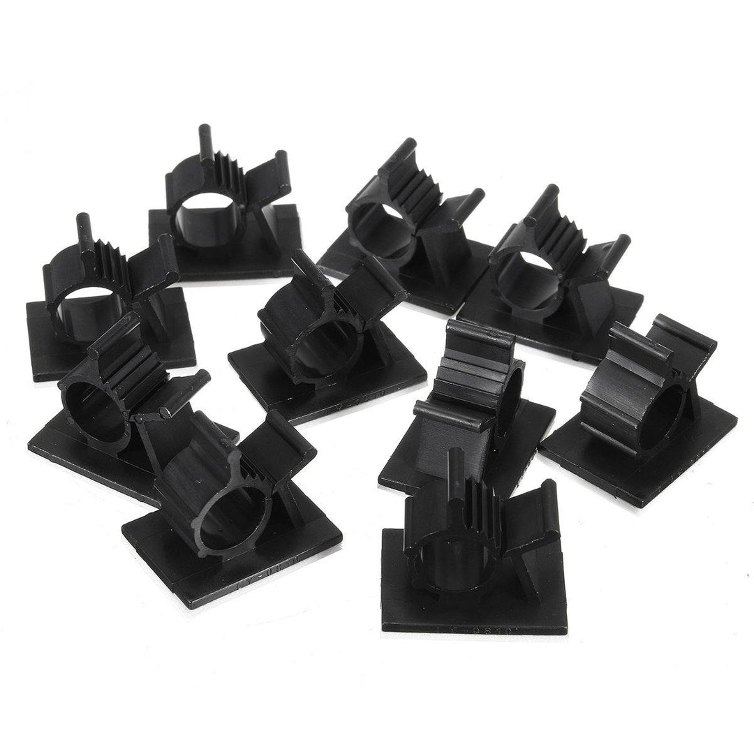 10Pcs Cable Cord Fasteners Holder Adhesive Black Tie Clips Clamp