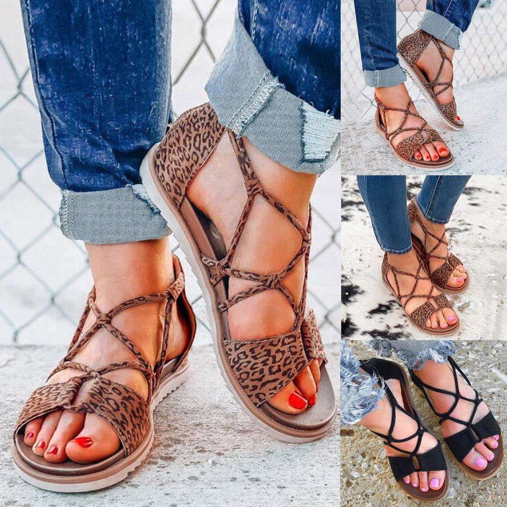 Leopard print non-slip flat sandals