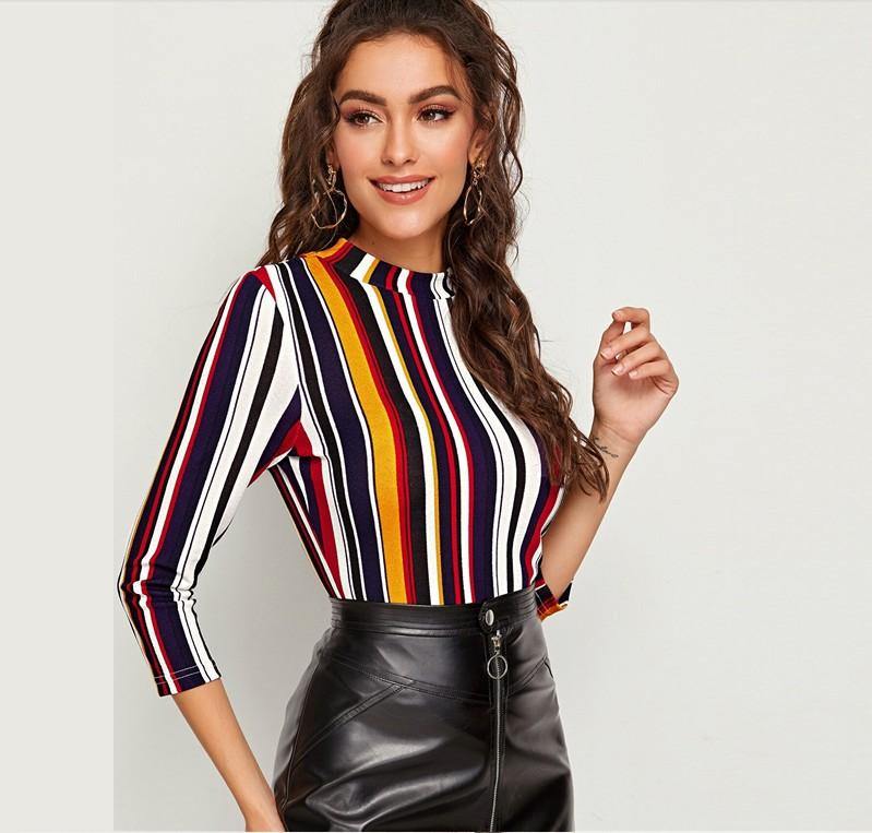 Colorful striped top blouse elegant