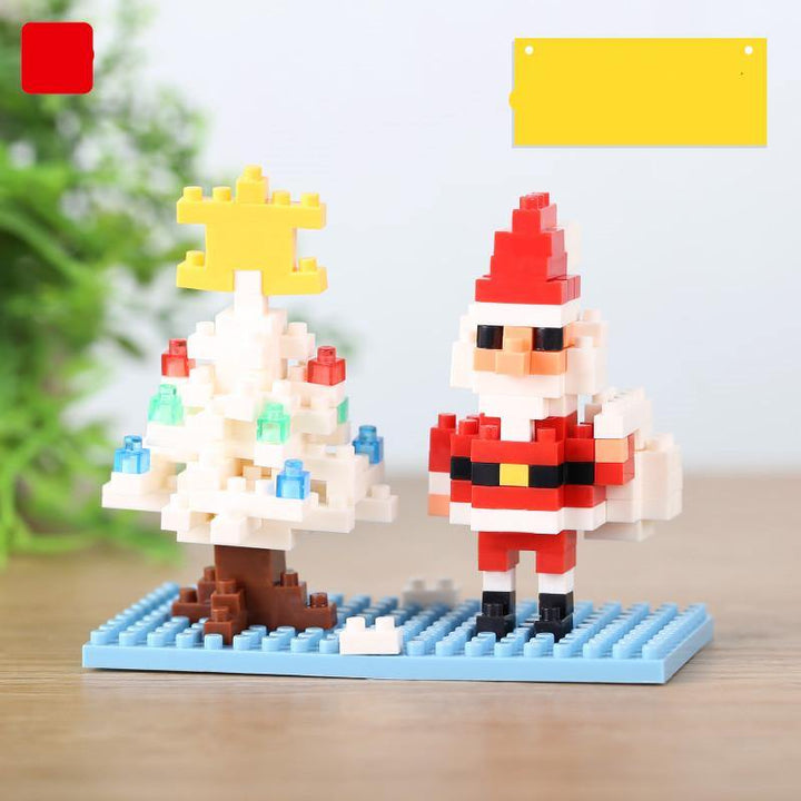 Christmas Tree Small Particles Diamond Blocks Old Man and Deer Mini Assembly Micro-puzzle Christmas Gift Children's Toy - MRSLM