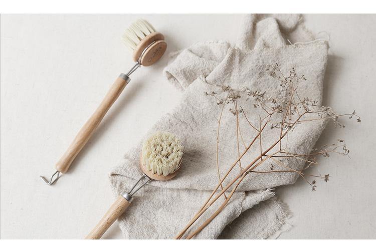 Simple wood handle pot brush (Photo Color Q1pcs)