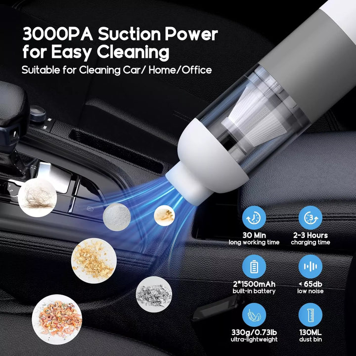 Powerful Portable Handheld Vacuum Cleaner for Car and Home - Strong Suction, Cordless, Rechargeable