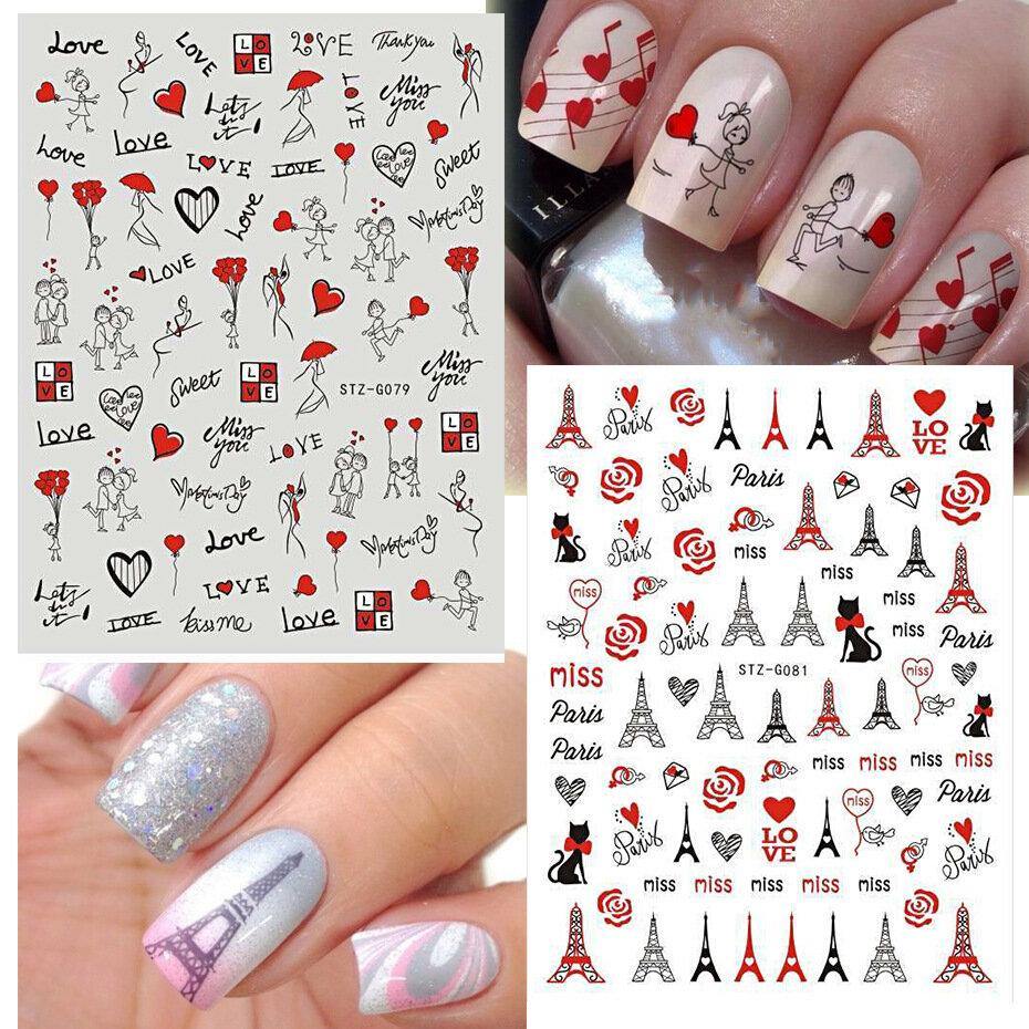 3D Nail Art Stickers Rose Cupid Eros Love Lip Adhesive Valentine's Day Stickers