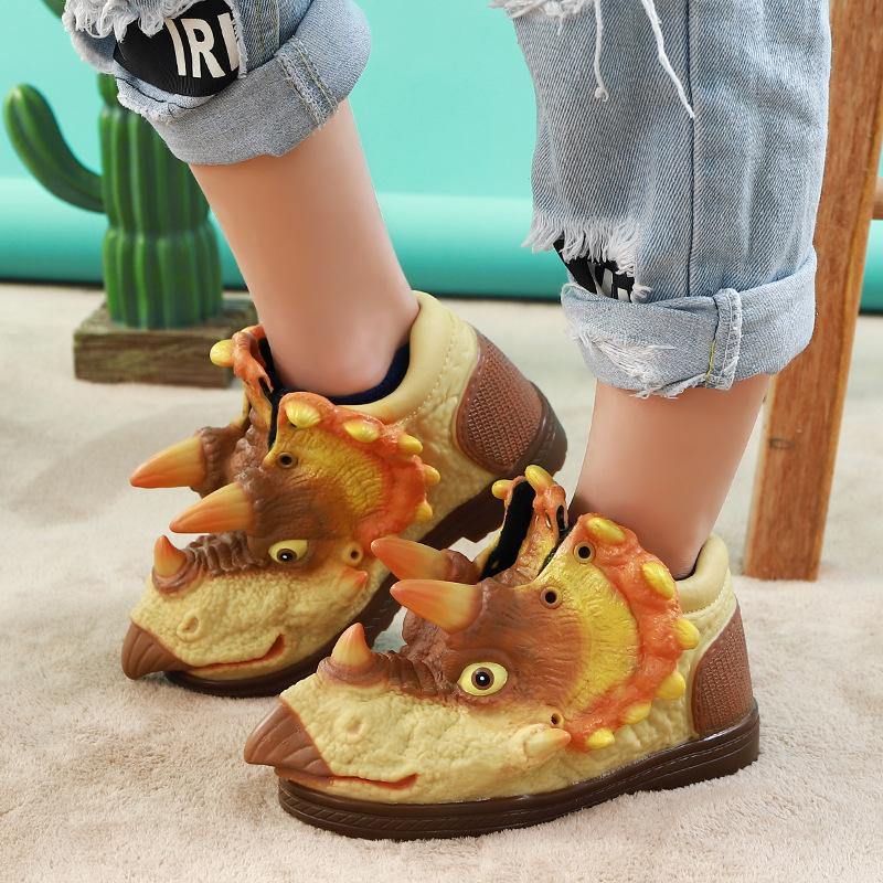 Creative Runaway Dinosaur Children's Shoes Waterproof Non-slip Rain-proof Boy Sports Shoes Toddler Shoes Plus Velvet Baby Funny Shoes