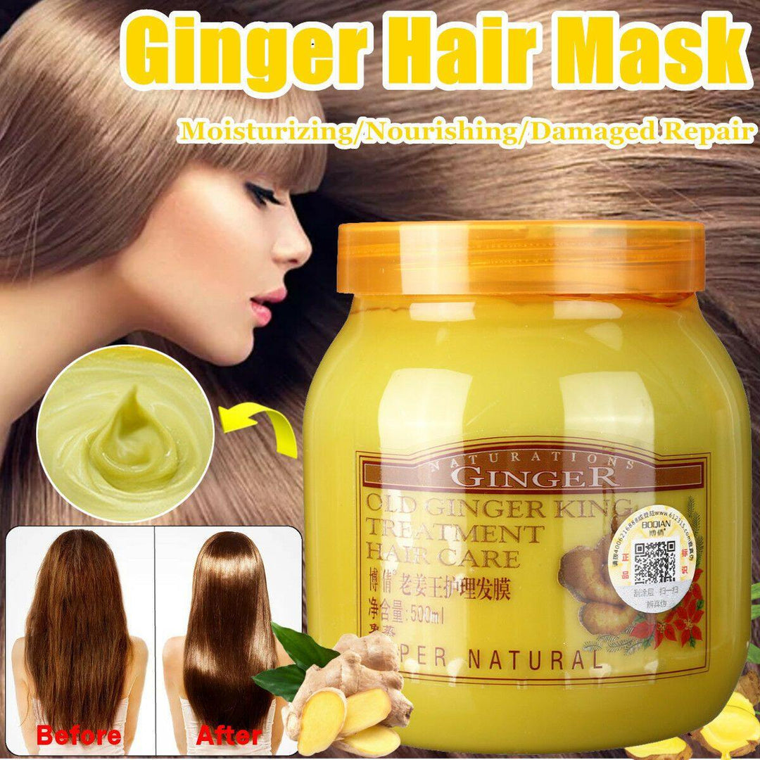 Ginger Moisturizing Hair Mask Damaged Repair Hair Care Treatment Cream Baked Ointment Hair Conditioner Dry Frizz 500ML