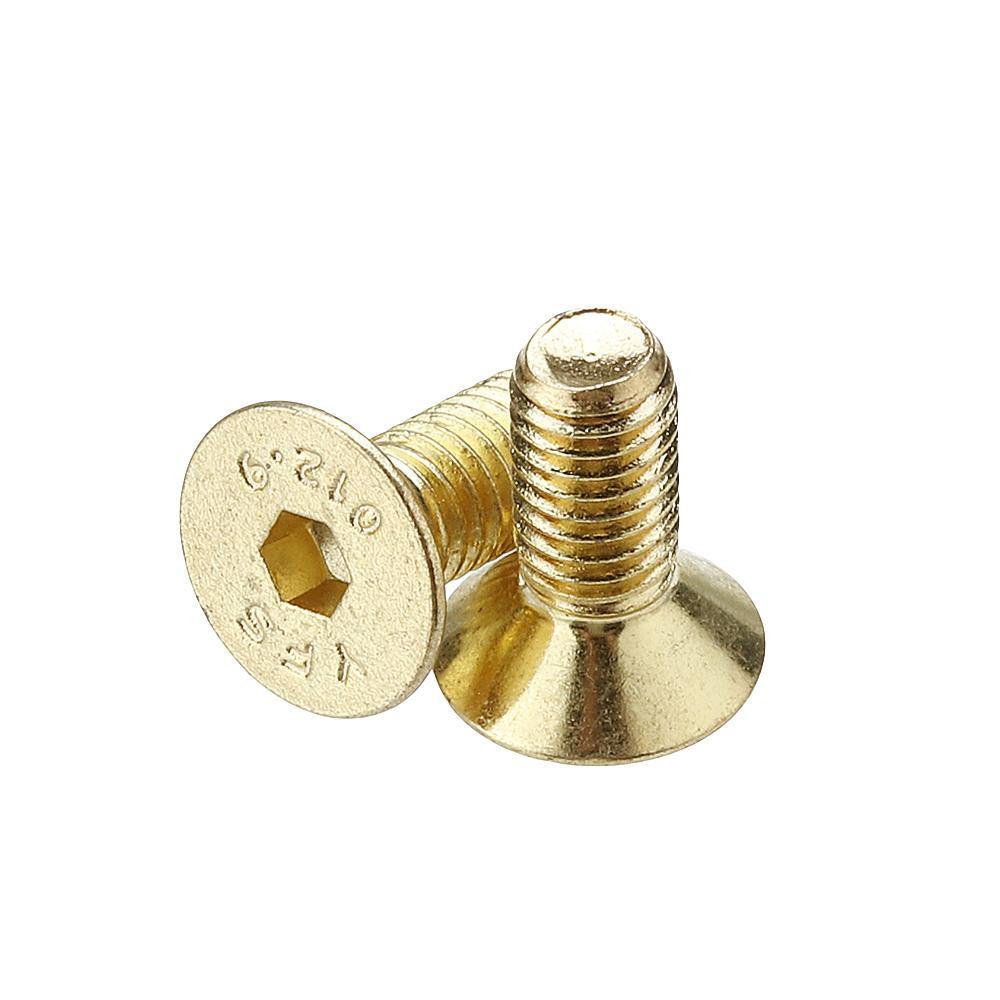 Suleve™ M5AH2 50Pcs Titanium Plated M5 Hex Socket Flat Head Countersunk Screws Alloy Steel 12.9 Grade Screw Bolt M5*12