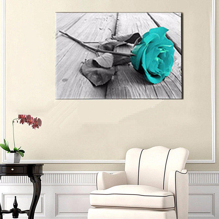 1 Piece Blue Rose Canvas Print Paintings Wall Decorative Print Art Pictures Frameless Wall Hanging Decorations for Home Office