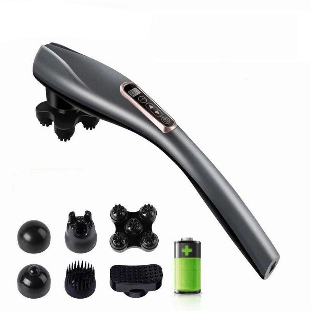 110V 2000mAh Electric Massager Wireless Handheld Full Body Neck Shoulder Massager + 6 Massage Heads - MRSLM