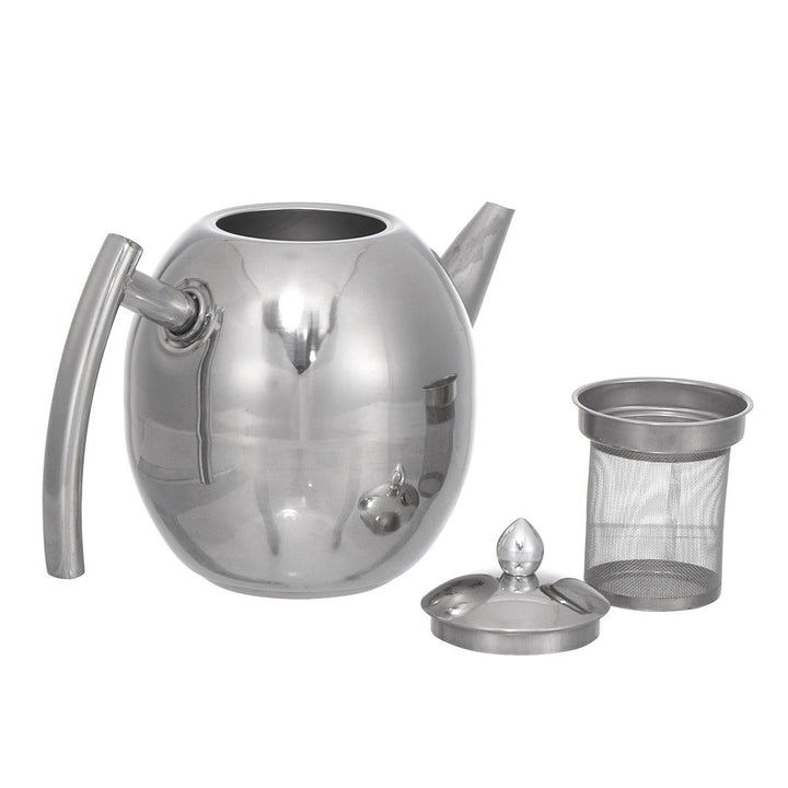 1.5L Capacity Stainless Steel Teapot Coffee Pot Kettle With Tea Leaf Filter