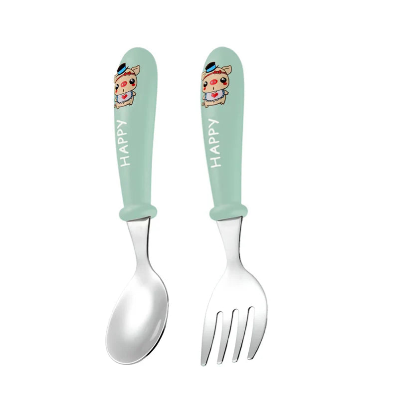 Charming Cartoon Stainless Steel Toddler Cutlery Set