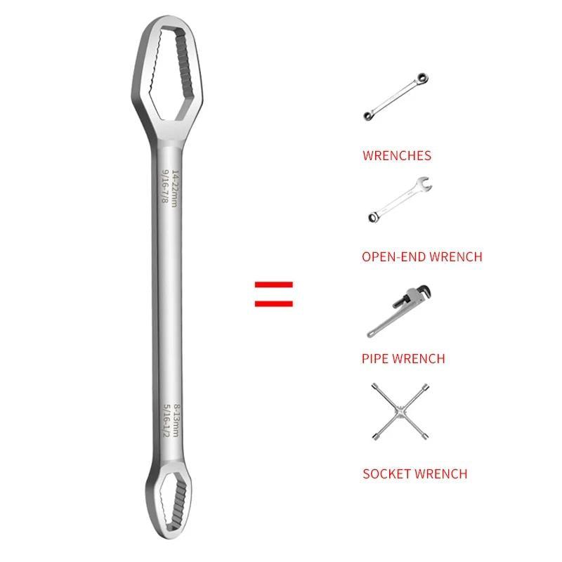 Adjustable Double-Head Ratchet Wrench - Universal 8-22mm Spanner for Bicycles and Cars