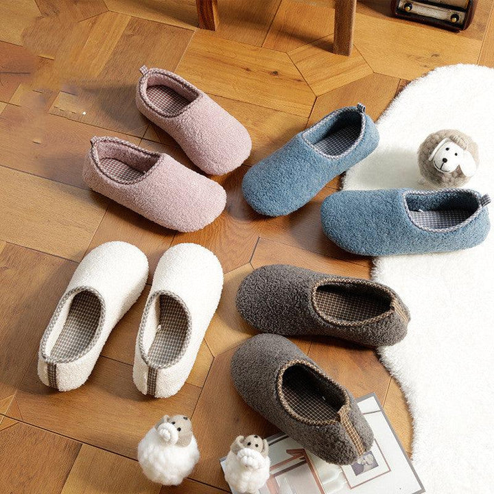 Men And Women Couple Bag With Thick Plush Cotton Slippers