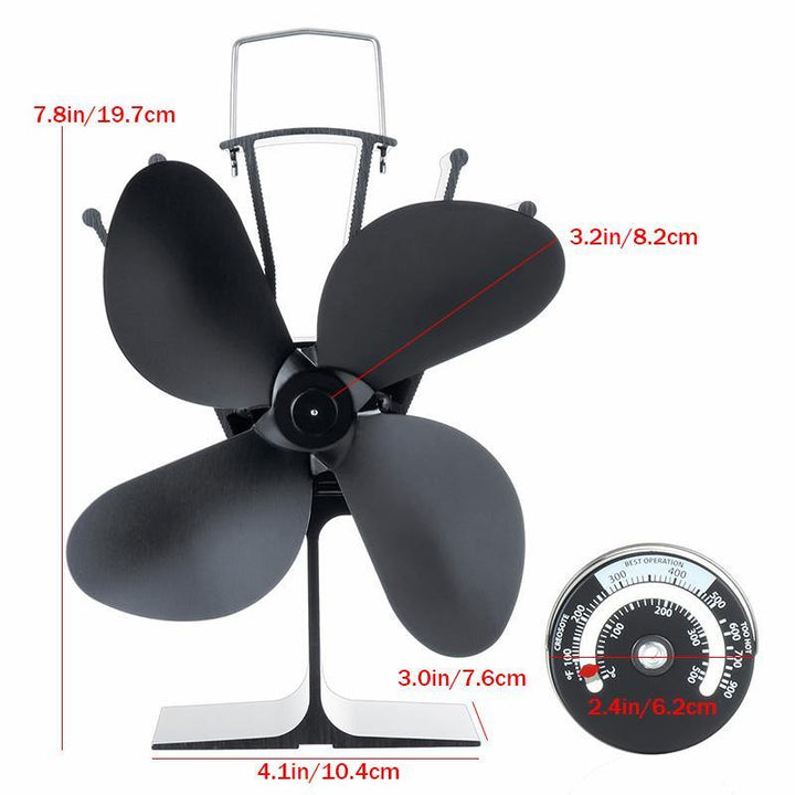 4 Blade Wood Stove Fan Fireplace Fire Heat Powered Saving Ecofan Christmas Gift