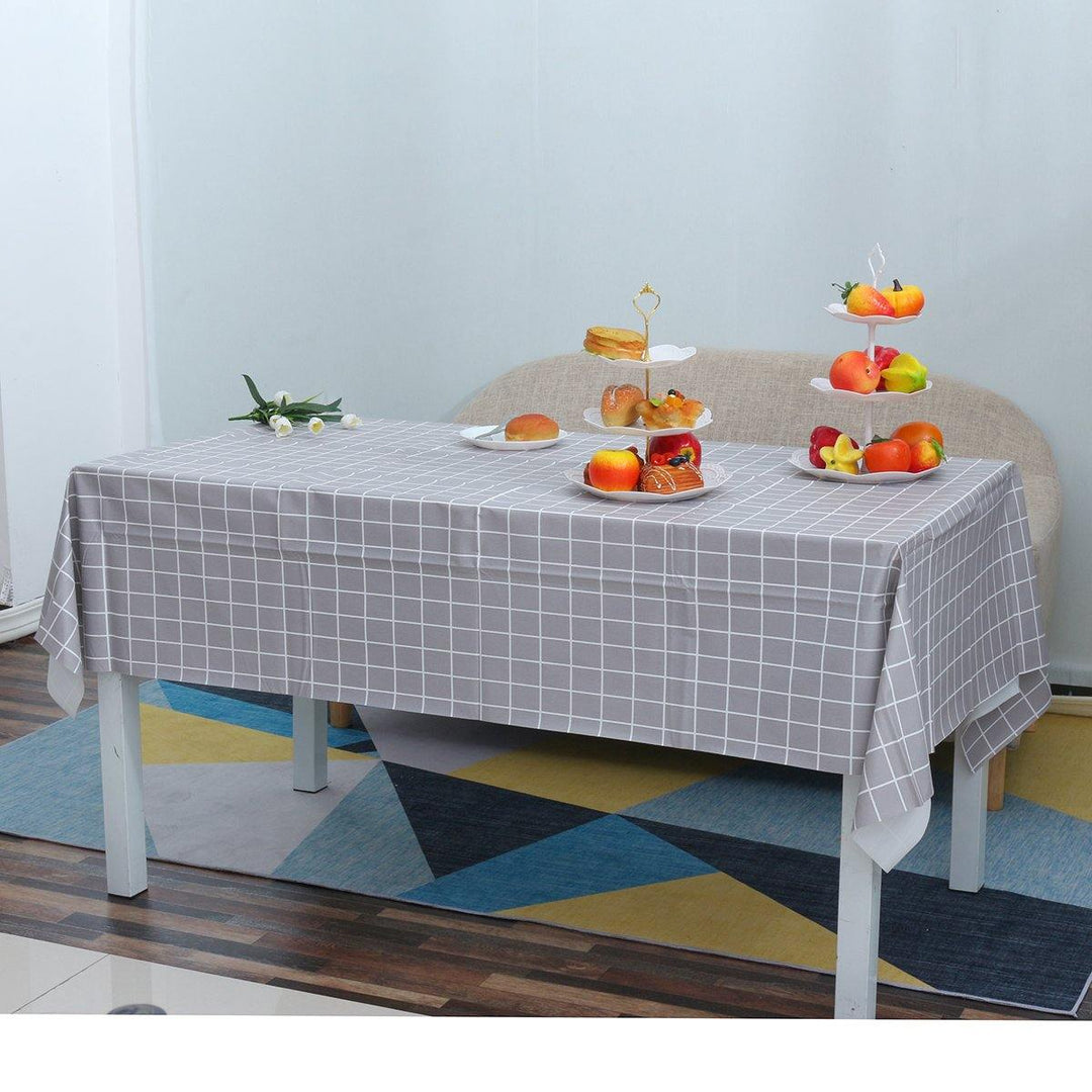 1 PCS Table Cloth Linen Tablecloth Dust proof Rectangle Table Cover Slip Resistant Simple Plaid Table Cover 140x220cm - MRSLM