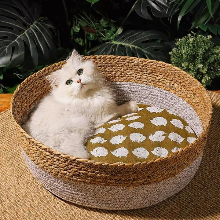 Handwoven Rattan Cat Bed