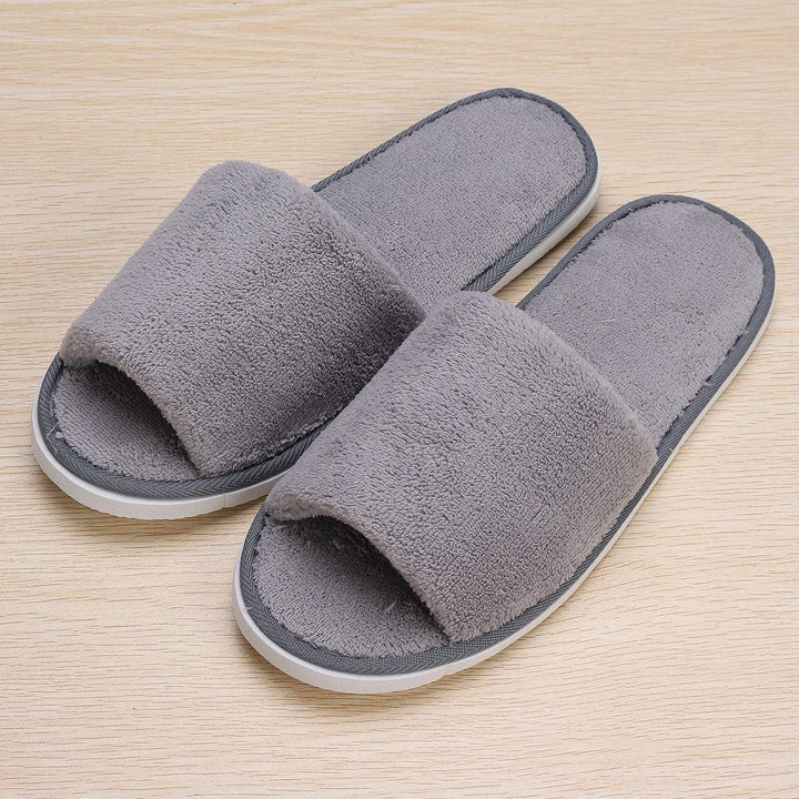 Men Women Coral Velvet Open Toe Hotel Home Spa Slippers Travel Shoes Thick 7mm - MRSLM