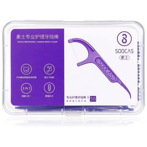 SOOCAS 300Pcs Dental Floss Picks Interdental Between Teeth Cleaner Tools with 6 Travel Handy Case from Ecosystem