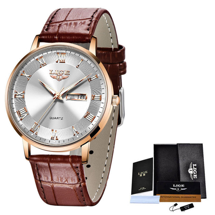 Thin Ladies Quartz Dual Calendar Waterproof Watch