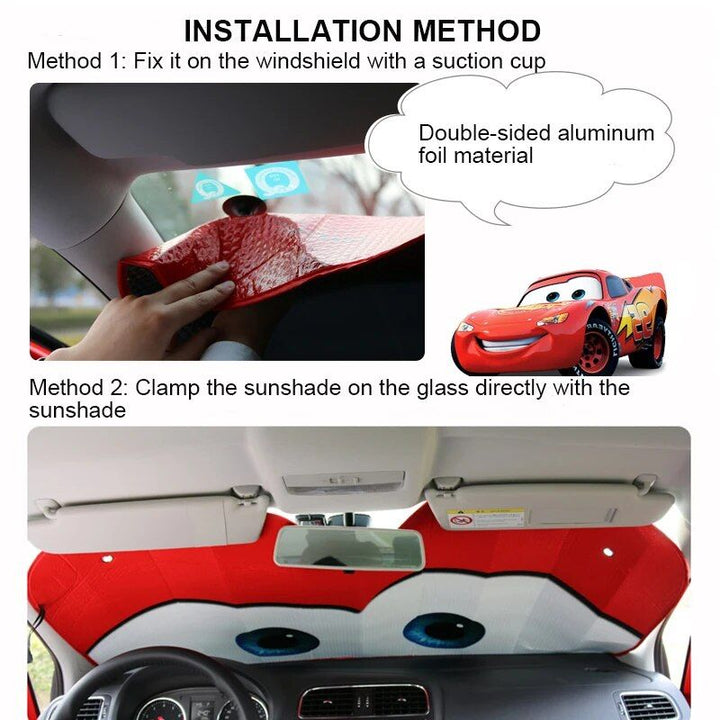 Aluminum Foil Car Sunshade with Heated Eyes Design ‚Äì Windshield Solar Protector