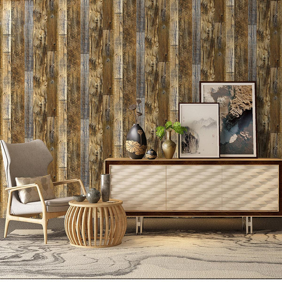 3D Retro Wood Grain Stick Self-adhesive Wallpaper Home Decor Heavy Duty Wall Stickers