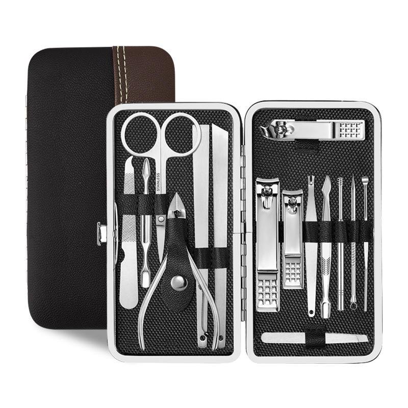 15Pcs Nail Clipper Set Nipper Cutter Scissors Tweezers Kit Stainless Steel Manicure Set - MRSLM