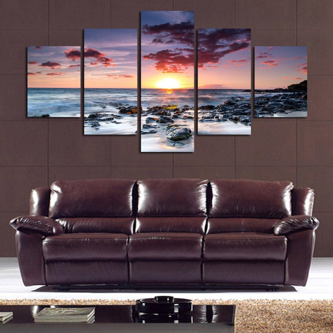 5 Piece Wall Art Canvas Sunset Sea Wall Art Picture Canvas Painting Home Decor Wall Pictures for Living Room No Framed