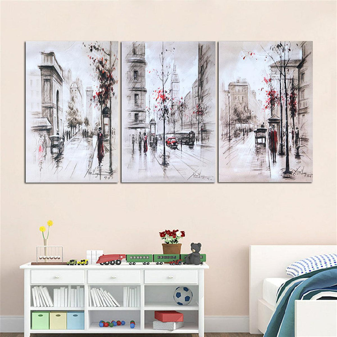 3Pcs City Road Canvas Print Paintings Wall Decorative Print Art Pictures Frameless Wall Hanging Decorations for Home Office