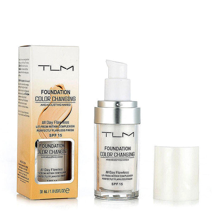 30ml TLM Color Changing Liquid Foundation Makeup - Concealer that Adapts to Your Skin Tone with Blending