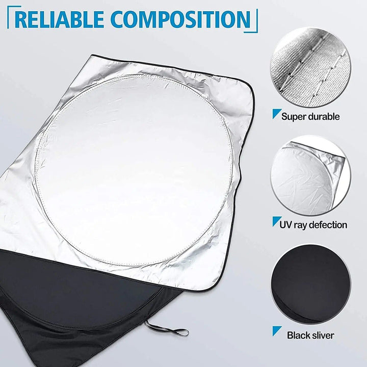 Compact Silver-Coated Car Sunshade ‚Äì UV Heat Shield & Windscreen Protector