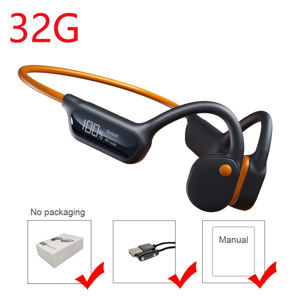 Wireless Bone Conduction Earphones with IPX8 Waterproof Rating and 32GB Memory