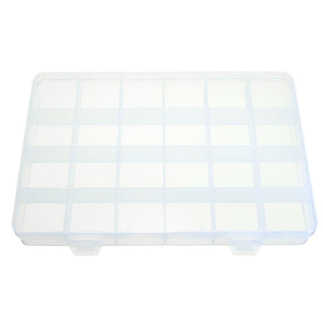 24 Grids Clear Plastic Adjustable Jewelry Storage Container DIY Crafts Organizer Dividers Box