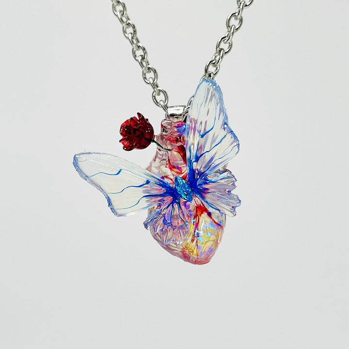 Butterfly Heart Necklace Women's Sterling Silver Light Luxury