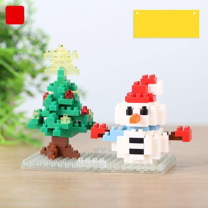 Christmas Tree Small Particles Diamond Blocks Old Man and Deer Mini Assembly Micro-puzzle Christmas Gift Children's Toy - MRSLM