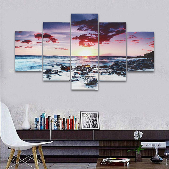 5 Piece Wall Art Canvas Sunset Sea Wall Art Picture Canvas Painting Home Decor Wall Pictures for Living Room No Framed