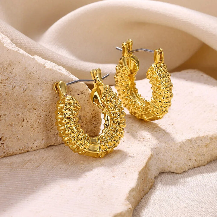 Gold Color Stainless Steel Hoop Earrings