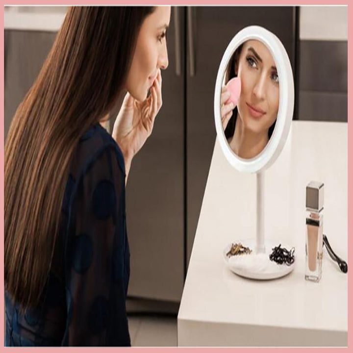 Fan LED Light Makeup Mirror (White)