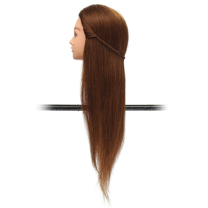 26 Inch 100% Human Hair Dark Gold Hair Head Dummy Head Practice Model Head With Bracket