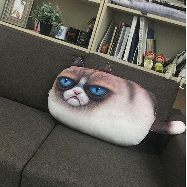 3D Creative PP Cotton Cute Cat Plush Pillow Backrest Printing Cushion Birthday Gift Trick Toys