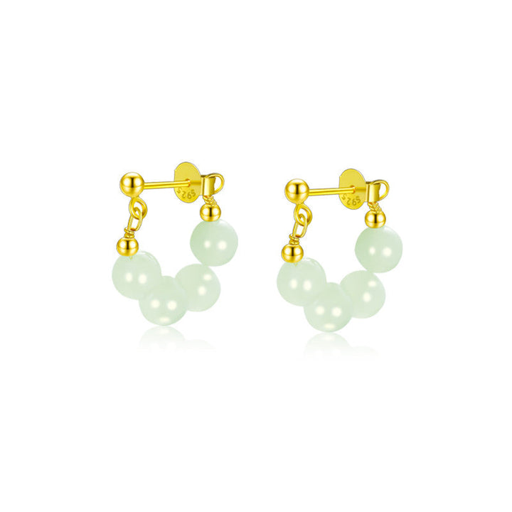 Women's Senior Sterling Silver Hetian Jade Earrings