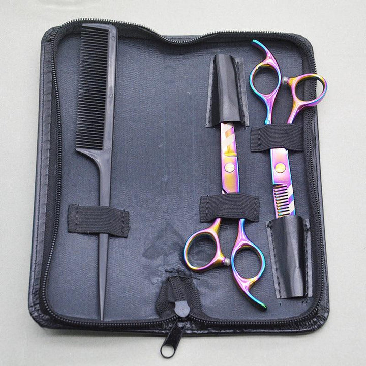 3 Pcs/Set Professional Stainless Steel Hair Cutting Thinning Scissors Barber Tool Hair Scissor Comb Set Hairdressing Shears Kit (#01)